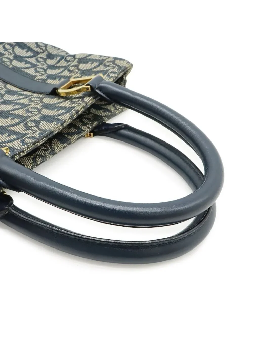 Dior Trotter Tote Jacquard Canvas Leather Navy Gold - Picture 4 of 8
